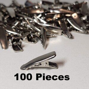 100 Silver Metal Small Prong Alligator Hair Clips 24mm with Teeth Bow Crafting